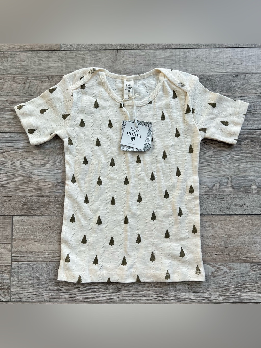 NWT Kate Quinn Organic Cotton Pine Tree Pointelle Top Size 5